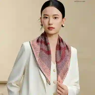 上海故事 真丝羊毛中方巾提花 桑蚕丝 丝巾 女款