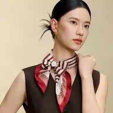 上海故事 双面印花人字纹中方巾 桑蚕丝 丝巾 女款