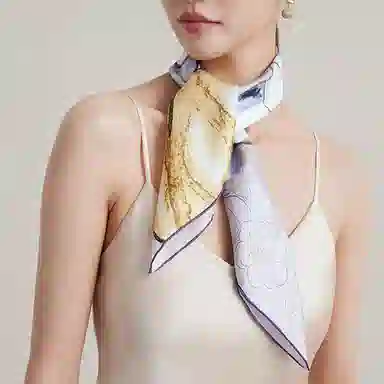 上海故事 山茶花语双面印花真丝中方巾顺滑抗皱亲肤柔软奢华 丝巾 女款