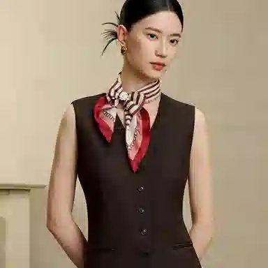 上海故事 双面印花人字纹中方巾 桑蚕丝 丝巾 女款