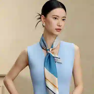 上海故事 双面印花人字纹中方巾 桑蚕丝 丝巾 女款