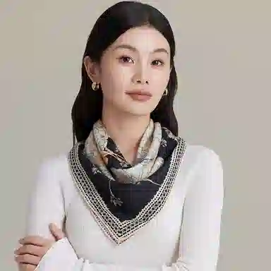 上海故事 双面提花中方巾保暖蓄热轻盈滑爽光泽柔和舒适透气抗皱耐磨多色选择礼盒包装 绵羊毛 丝巾 女款