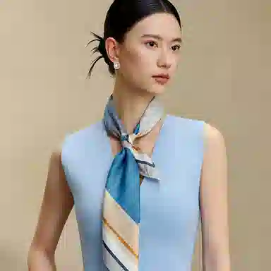 上海故事 双面印花人字纹中方巾 桑蚕丝 丝巾 女款