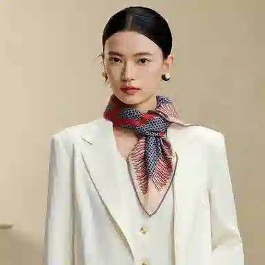 上海故事 真丝羊毛中方巾提花 桑蚕丝 丝巾 女款