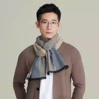 上海故事 敦和风雅 柔软舒适结构紧密 毛边流苏设计 绒线围巾 男款