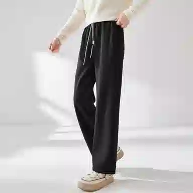 麓蔓蒂 纯色高腰抽绳直筒休闲裤 女款