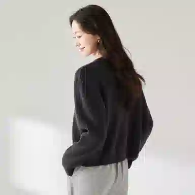 麓蔓蒂 拉链纯色短款长袖针织衫 女款