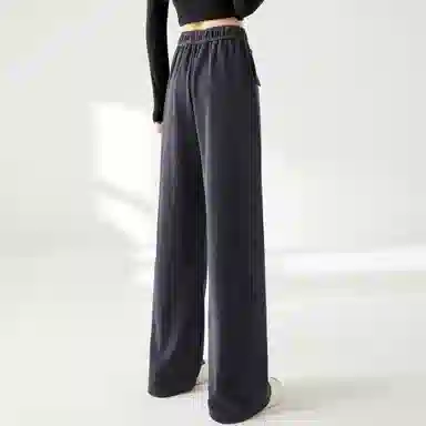 麓蔓蒂 运动松紧抽绳阔腿休闲裤 女款 黑色