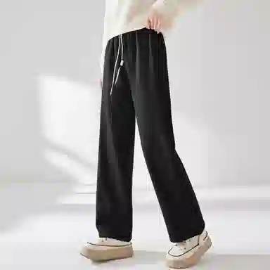 麓蔓蒂 纯色高腰抽绳直筒休闲裤 女款