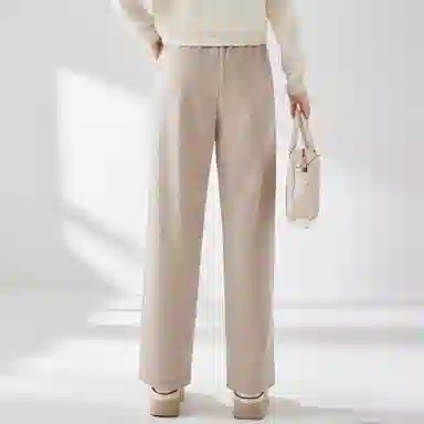 麓蔓蒂 纯色高腰抽绳直筒休闲裤 女款