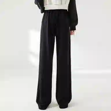 麓蔓蒂 运动松紧抽绳阔腿休闲裤 女款 黑色