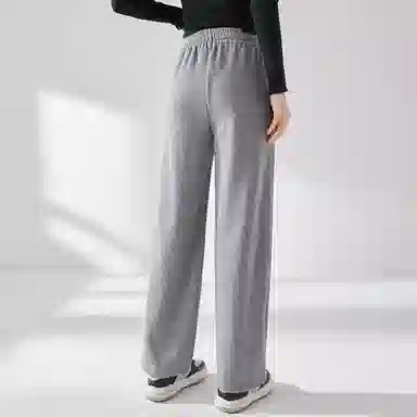 麓蔓蒂 纯色高腰抽绳直筒休闲裤 女款