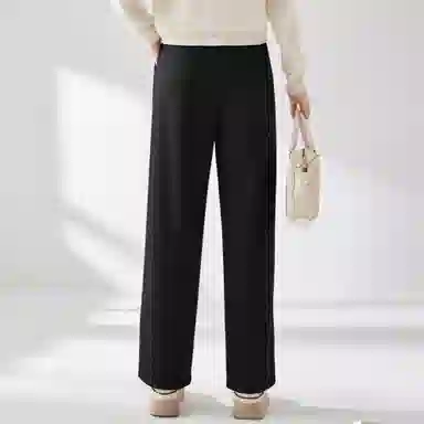 麓蔓蒂 纯色高腰抽绳直筒休闲裤 女款