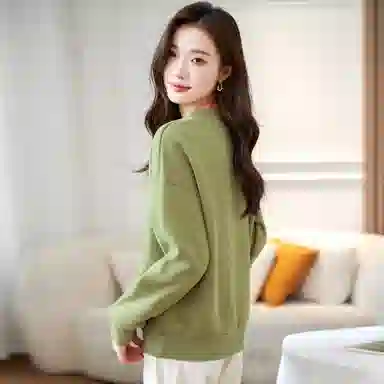 麓蔓蒂 圆领宽松纯色绣花卫衣 女款