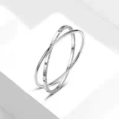 水贝之星 双环四叶草 甜美森系小清新优雅时尚气质百搭幸运草莫比乌斯双环相扣闭口光面手饰 合金 手镯 男女同款情侣款