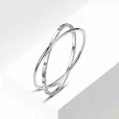 水贝之星 双环四叶草 甜美森系小清新优雅时尚气质百搭幸运草莫比乌斯双环相扣闭口光面手饰 合金 手镯 男女同款情侣款