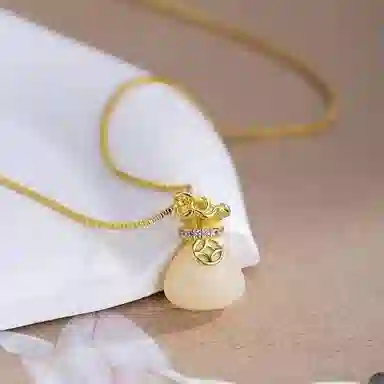 水贝之星 玲珑福袋 国潮复古新中式精致萌趣可爱招财纳福闪耀灵动聚宝铜钱转运珠锁骨链 合金 项链 男女同款情侣款