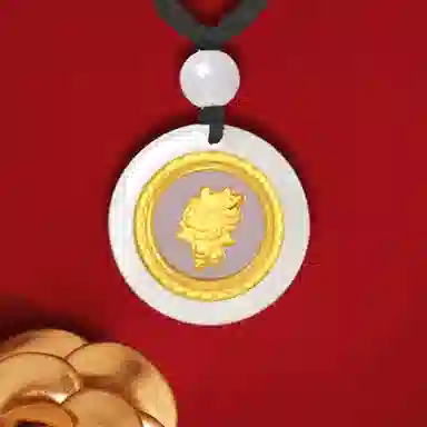 百利金 时转运来 精致大气萌趣可爱简约个性 国潮新中式复古金镶玉锁骨链 玉髓 玉石项链 男女同款情侣款