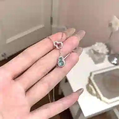 百利金 福禄双全 国潮复古新中式平安纳福吉祥如意简约精致气质百搭小众设计葫芦吊坠锁骨链 琉璃 项链 男女同款情侣款