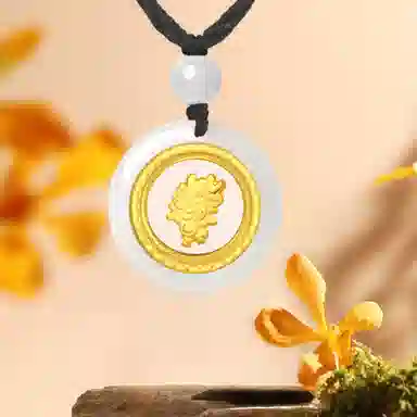 百利金 时转运来 精致大气萌趣可爱简约个性 国潮新中式复古金镶玉锁骨链 玉髓 玉石项链 男女同款情侣款