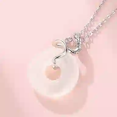 【S925银】 百利金 灵蛇平安扣 平安转运吉祥纳福国潮复古新中式本命年生肖蛇小众设计同心圆锁骨链#好运 玉髓 项链 男女同款情侣款