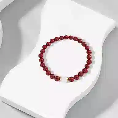 百利金 时来运转 古典雅致简约大气创意设计国潮新中式玉髓转运珠圆珠 再造辰砂朱砂 玉石手串 男女同款情侣款