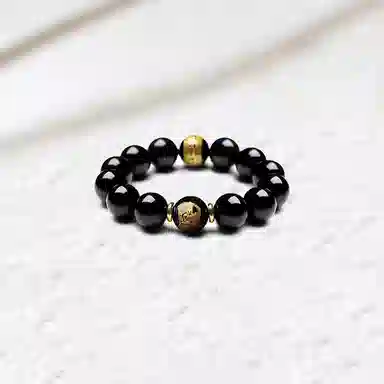 百利金 生肖守护神 国潮新中式民族风简约精致创意设计本命年菩萨转运珠手饰 黑曜石 玉石手串 男女同款情侣款
