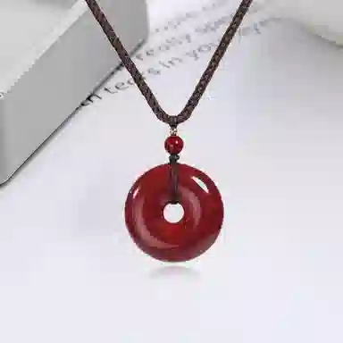 百利金 转运平安扣 国潮复古新中式平安转运珠优雅精致创意设计转运珠吊坠锁骨链 再造辰砂朱砂 玉石项链 男女同款情侣款