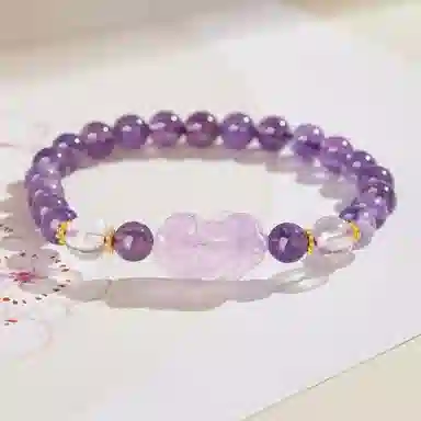 百利金 招财貔貅 精致轻奢时尚气质经典百搭高级感国潮新中式平安纳福吞金兽小众设计转运珠手饰#好运 紫水晶 手串 男女同款情侣款