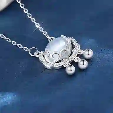 百利金 平安锁铃铛 国潮复古新中式平安纳福吉祥顺遂精致轻奢气质显白经典百搭小众设计转运珠锁骨链 琉璃 项链 男女同款情侣款