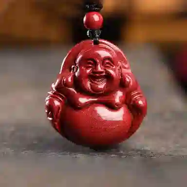 百利金 弥勒佛个性大气轻奢 国潮新中式复古锁骨链 再造辰砂朱砂 玉石项链 男女同款情侣款