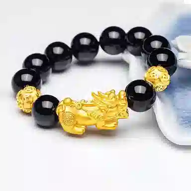 百利金 招财貔貅 国潮复古新中式平安转运精致轻奢小众创意设计霸气吞金兽转运珠 玛瑙 手串 男女同款情侣款