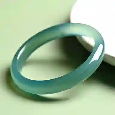 百利金 油青色 新中式优雅国潮风简约精致远山黛温婉大方汉服旗袍搭配闭口素圈美人镯 玉髓 玉石手镯 男女同款情侣款