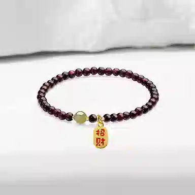 百利金 招财平安牌 吉祥纳福如意顺遂国潮复古新中式简约精致气质百搭小众设计转运珠 琉璃 玉石手串 男女同款情侣款