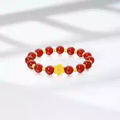 百利金 好运莲莲 国潮复古新中式平安转运吉祥顺遂简约精致轻奢气质小众设计莲花 玛瑙 玉石手串 男女同款情侣款