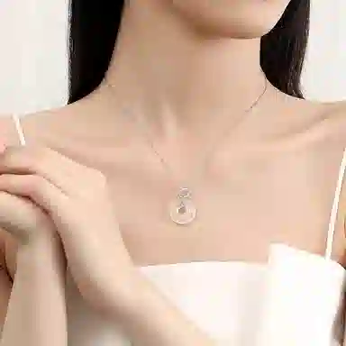 【S925银】 百利金 灵蛇平安扣 平安转运吉祥纳福国潮复古新中式本命年生肖蛇小众设计同心圆锁骨链#好运 玉髓 项链 男女同款情侣款