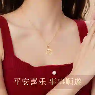 百利金 锦鲤平安扣 时来运转平安纳福事事上岸国潮复古新中式优雅气质精致轻奢小众设计吊坠锁骨链 玉髓 项链 男女同款情侣款