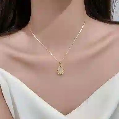 百利金 招财福禄 平安纳福顺遂如意国潮复古新中式精致轻奢优雅气质经典百搭小众设计葫芦吊坠锁骨链#好运 玉髓 项链 男女同款情侣款