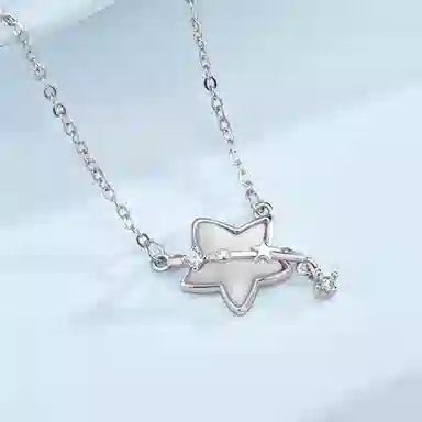 【S999纯银足银】 百利金 闪耀璀璨灵动气质星星环绕精致轻奢优雅气质时尚百搭高级感小众设计吊坠锁骨链 琉璃 项链 男女同款情侣款