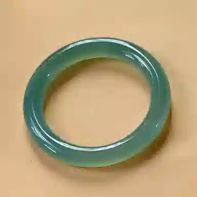 百利金 油青素圈 典雅精致简约气质国潮复古新中式汉服旗袍搭配创意设计一步一响素圈闭口手饰 玉髓 玉石手镯 男女同款情侣款