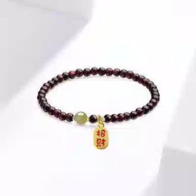 百利金 招财平安牌 吉祥纳福如意顺遂国潮复古新中式简约精致气质百搭小众设计转运珠 琉璃 玉石手串 男女同款情侣款