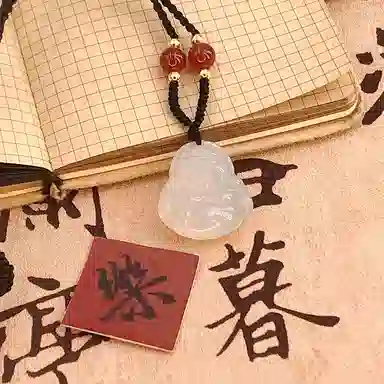 百利金 弥勒佛 国潮复古新中式平安转运顺遂如意简约精致轻奢百搭小众设计转运珠吊坠锁骨链 玉髓 项链 男女同款情侣款