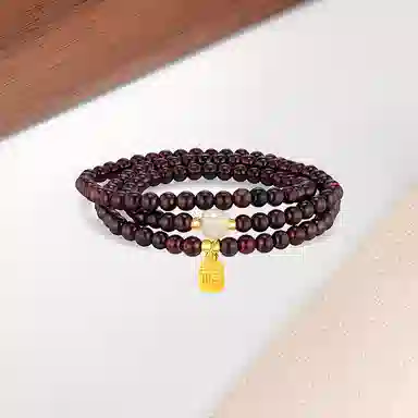 【赠金贴】 百利金 福牌转运珠 招财纳福吉祥顺遂国潮新中式气质百搭日常通勤小众设计三层叠戴手饰 琉璃 手串 男女同款情侣款