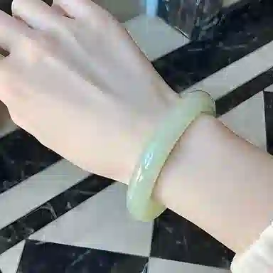 百利金 糯白素玉 优雅精致简约大气国潮新中式复古民族风本命年冰透手饰 岫玉（蛇纹石玉） 玉石手镯 女款