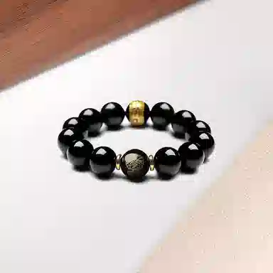 百利金 生肖守护神 国潮新中式民族风简约精致创意设计本命年菩萨转运珠手饰 黑曜石 玉石手串 男女同款情侣款