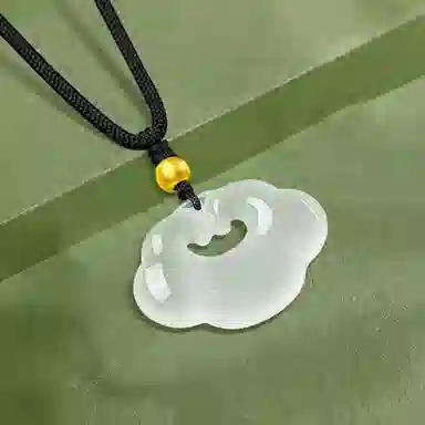 百利金 祥云平安锁 吉祥纳福顺遂如意国潮复古新中式简约精致轻奢气质小众设计转运珠#好运 玉髓 项链 男女同款情侣款