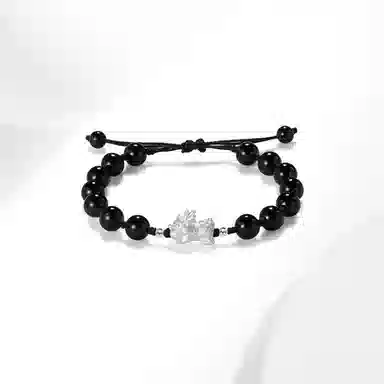 百利金 招财貔貅宝宝 平安纳福顺遂如意国潮复古新中式简约精致气质百搭小众设计可调节转运珠手饰#好运 黑曜石 手链 男女同款情侣款