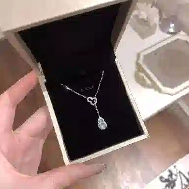 百利金 福禄双全 国潮复古新中式平安纳福吉祥如意简约精致气质百搭小众设计葫芦吊坠锁骨链 琉璃 项链 男女同款情侣款