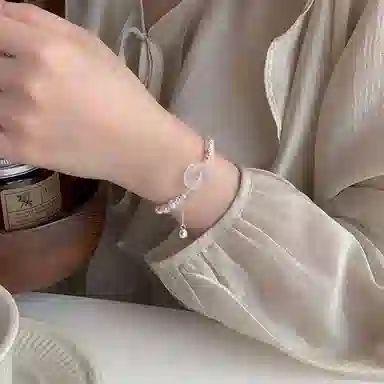 百利金 碎银几两平安扣 国潮复古新中式平安纳福吉祥如意简约精致经典百搭小众设计可调节转运珠手饰#好运 玉髓 手链 男女同款情侣款