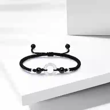 百利金 祥云平安扣 招财纳福平安转运国潮复古新中式气质显白精致轻奢小众设计转运珠编织 黑曜石 手绳 男女同款情侣款